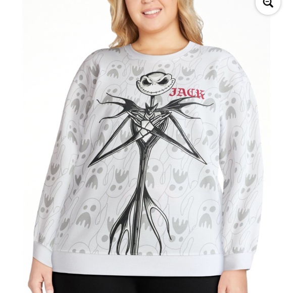 Nightmare Before Christmas Tops - Nightmare Before Christmas Women’s White Graphic Sweatshirt Size Medium NWT